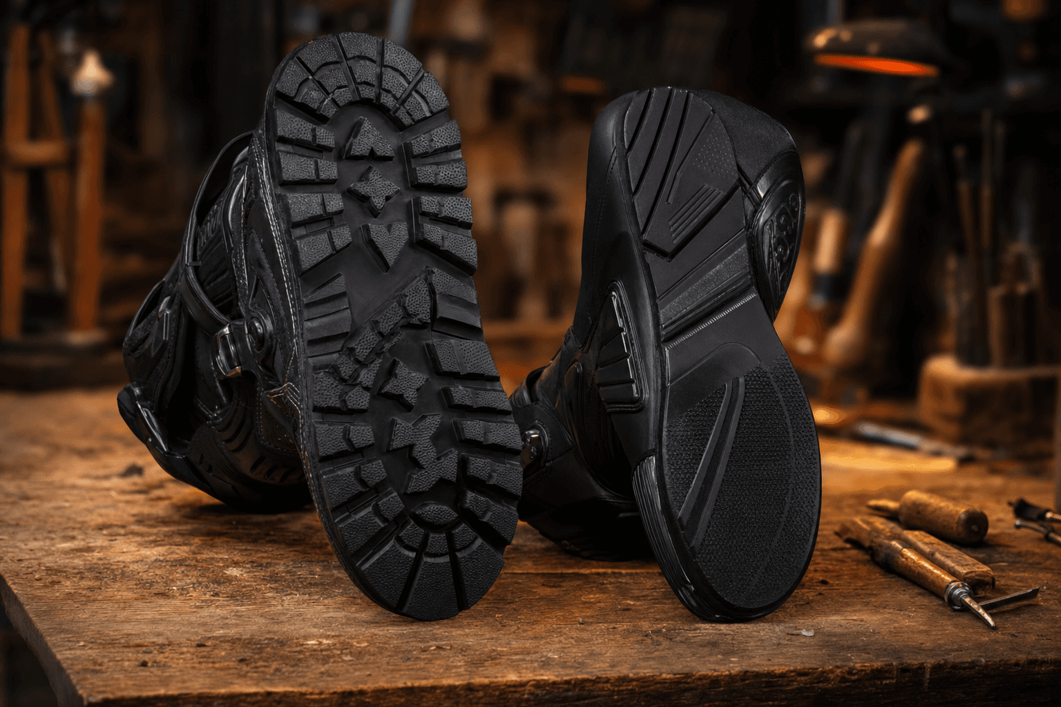 Reparación y resolado de motorcycle boots en el taller Hípola de Madrid