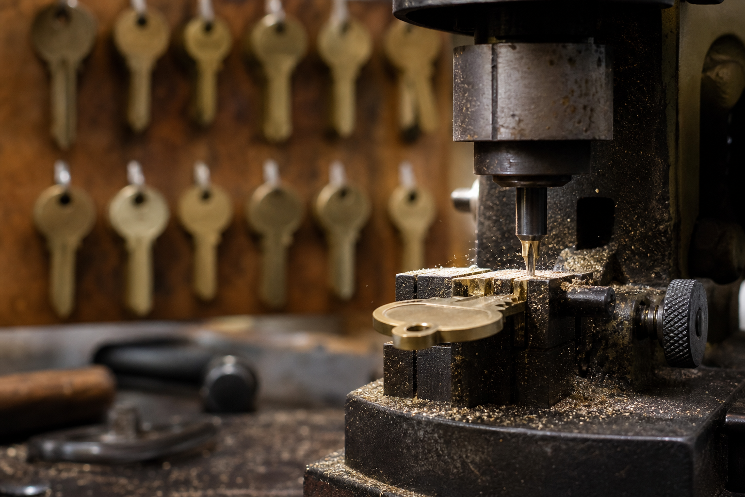 Key-cutting service at Zapatería Hípola in Usera, Madrid