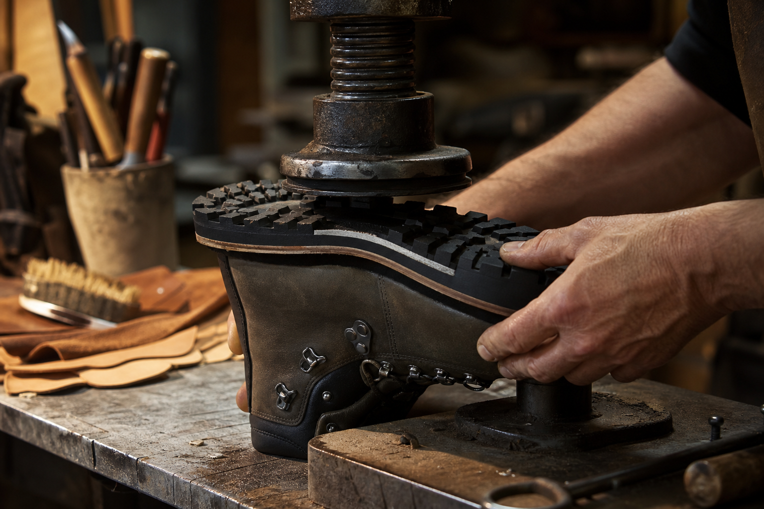 Mountain-boot resole with a Vibram outsole and the Pegafort system
